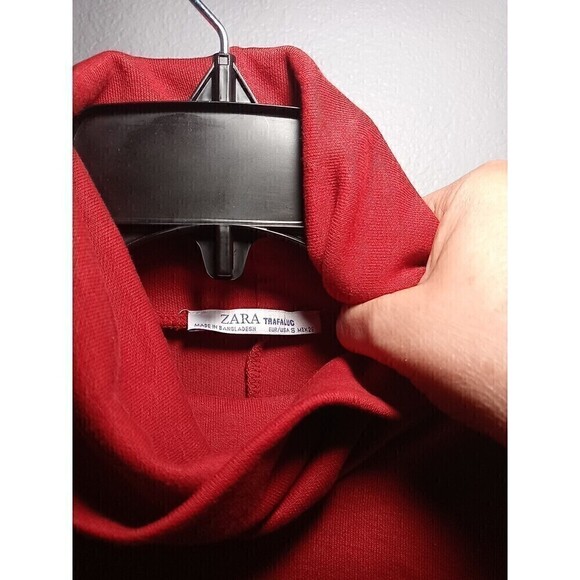 Zara Trafaluc Knit Turtleneck Tunic Dress Sz Small‎  GUC Slouchy Long Sleeve Red - Picture 2 of 5